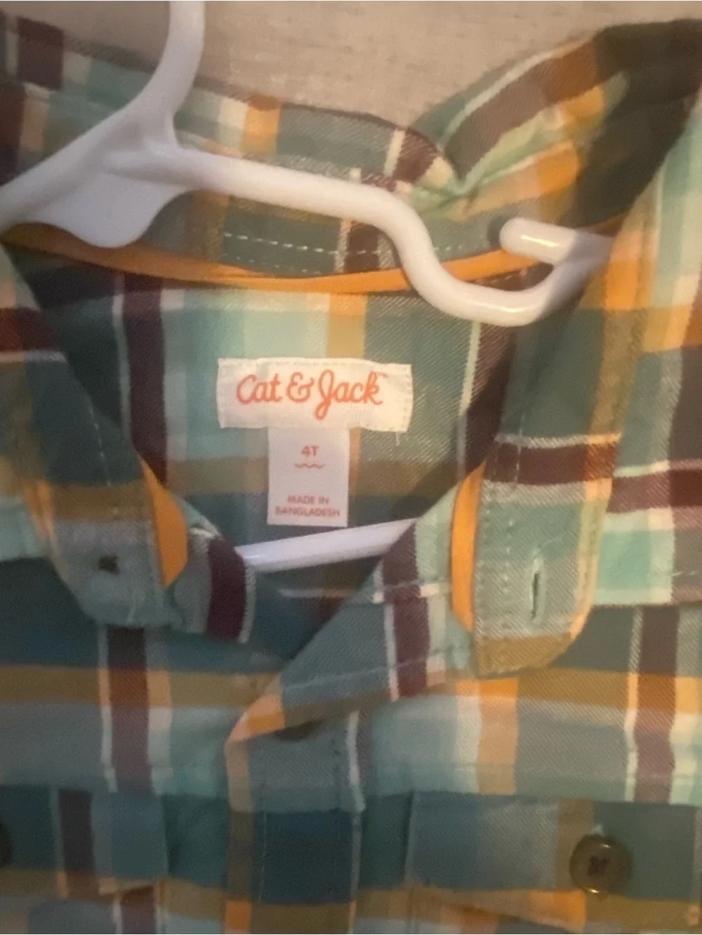 Cat & Jack plaid button
